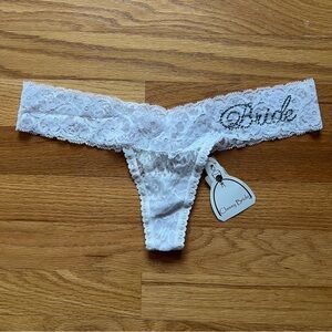 NWT Classy Bride White Lace Rhinestone “Bride” Thong – One Size
